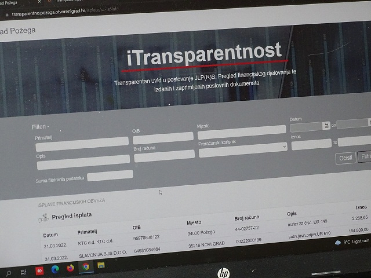 Transparentnost Grada Požege: Aplikacija “iTransparentnost” građanima pruža uvid u trošenje javnog novca