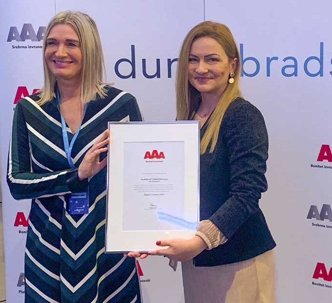AAA certifikat bonitetne izvrsnosti deset godina zaredom dodijeljen Alarm automatici