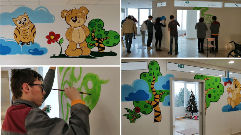 ZA LJEPŠI BORAVAK U BOLNICI: Pismoslikari Gospodarske škole Čakovec oslikali zidove na pedijatriji