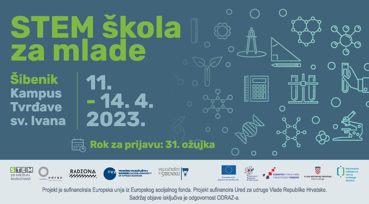 Prijavi se na besplatnu “STEM školu za mlade” od 11. do 14. travnja 2023. u Šibeniku!