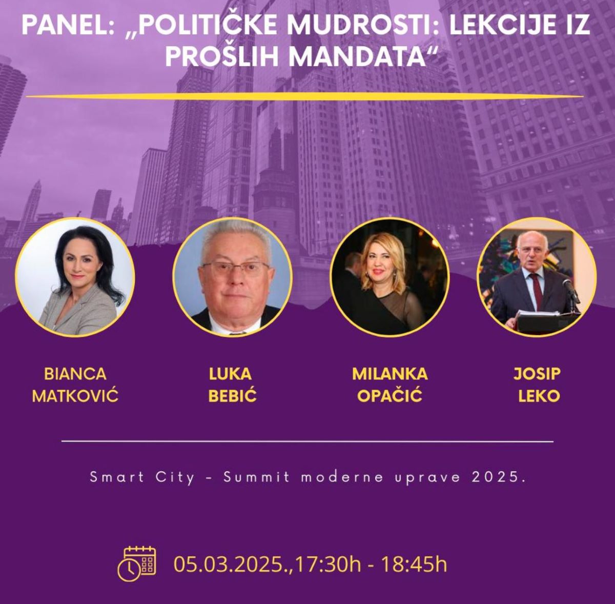 PANEL NA SMART CITY SUMMIT 2025: „Političke mudrosti: Lekcije iz prošlih mandata“