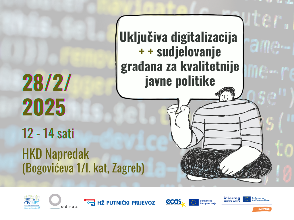 Poziv na događanje »Uključiva digitalizacija – sudjelovanje građana za kvalitetnije javne politike«