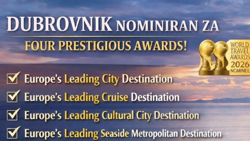 Dubrovnik nominiran za čak četiri prestižne nagrade World Travel Awards 2026!
